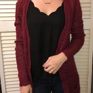 Long Maroon Cardigan